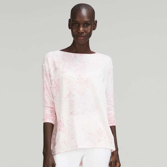 lululemon athletica Tops - Lululemon Women's Back in Action Long Sleeve Shirt - White/Pink